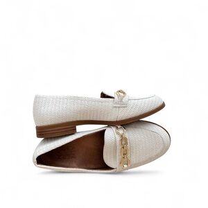 Naturalizer White Loafers with Gold Chain